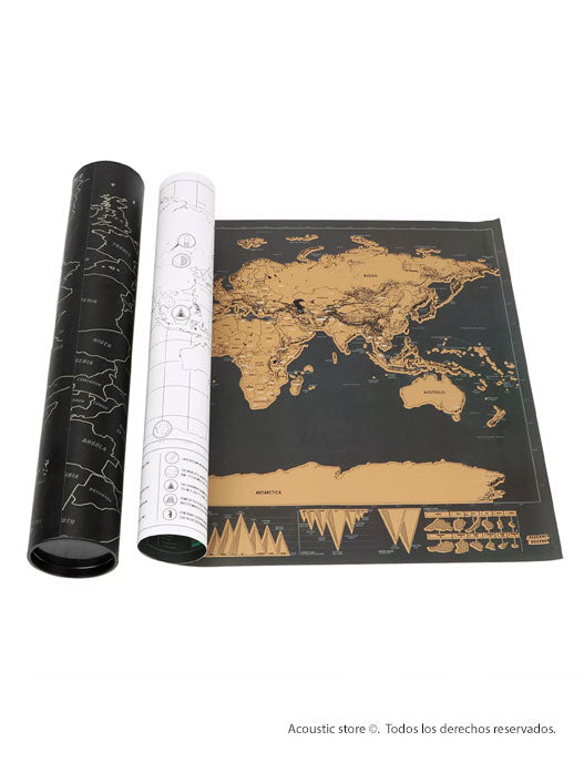 Cuadro mapa de viaje para raspar