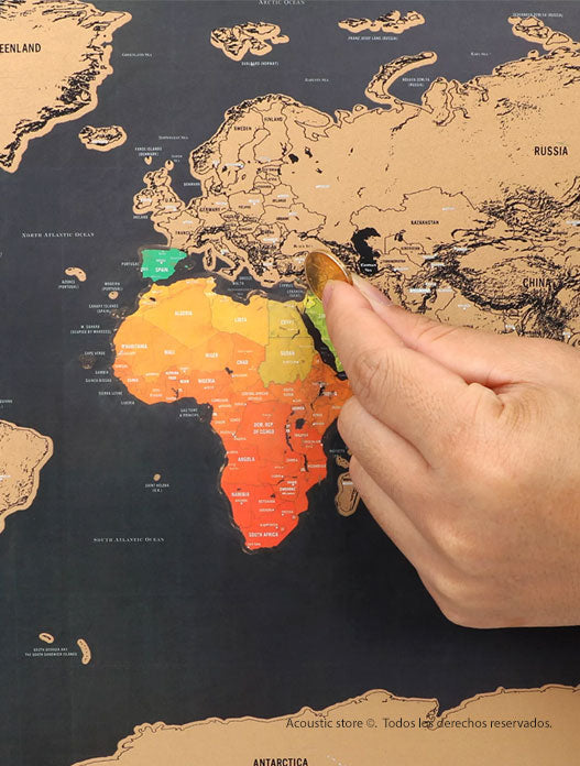 Cuadro mapa de viaje para raspar