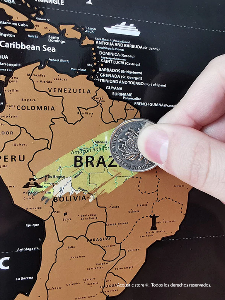 Cuadro mapa de viaje para raspar