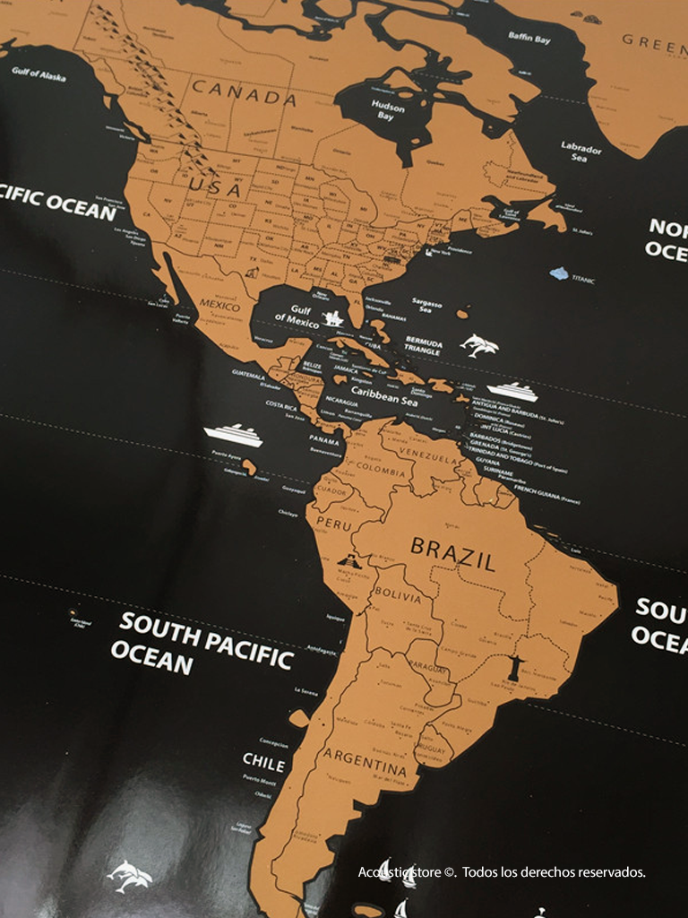 Cuadro mapa de viaje para raspar