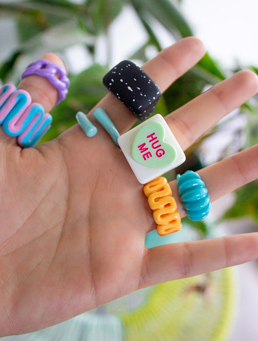 Anillo espiral azul menta