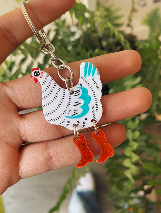 Llavero gallina vaquera