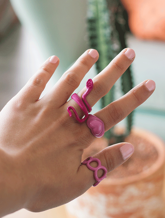 Set de anillos rosa x3